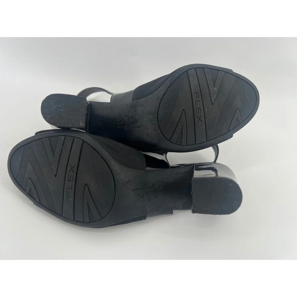 LifeStride Soft System Womens Black Peep Toe Slingback Block Heel Sandals 8.5W